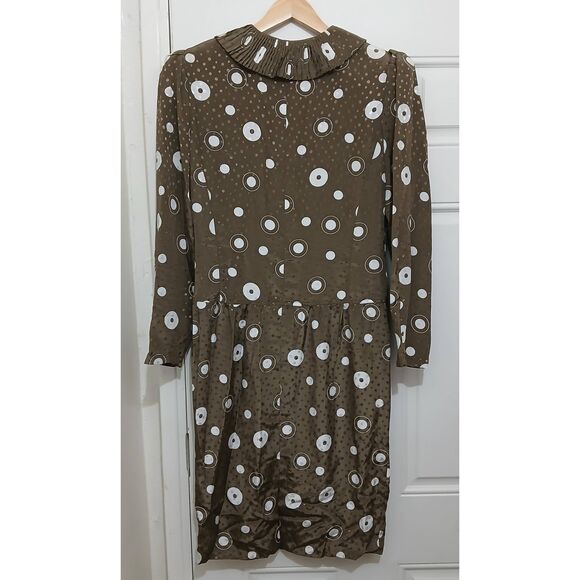 Vintage louis feraud womens Size 8 dress fuff shoulder midi  green Victorian - Picture 4 of 8